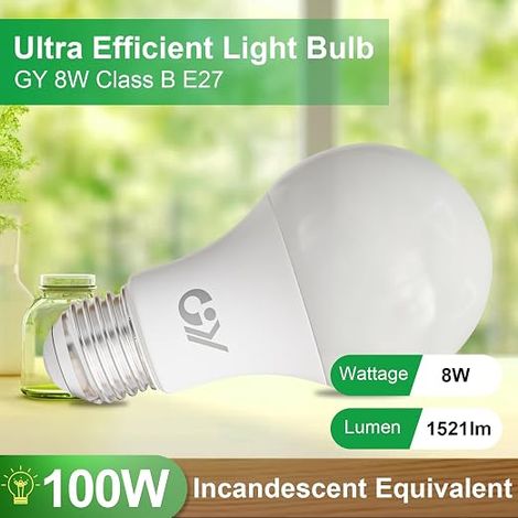 Ampoule LED E27 8 W 1521 lumens 3000K Blanc Chaud A60 Ampoules E27 LED Non-Dimmable Unité Lot (1/4)
