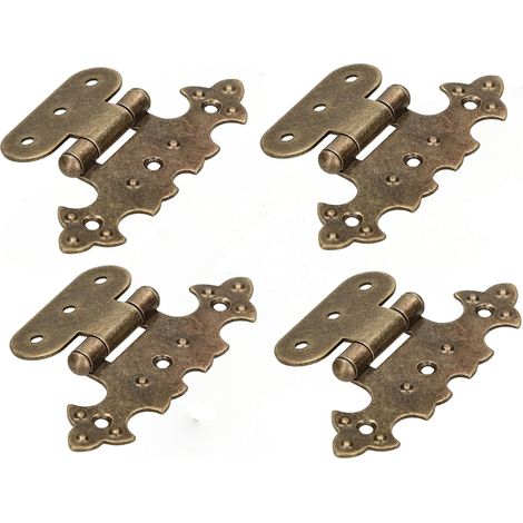 KOTARBAU Lot de 4 charnières décoratives pour armoire asymétriques rétro Patine antique (1/5)