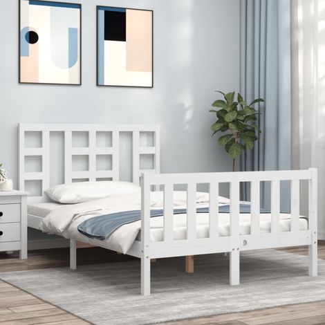Bed Frame without Mattress White 120x200 cm Solid Wood Pine vidaXL (1/5)