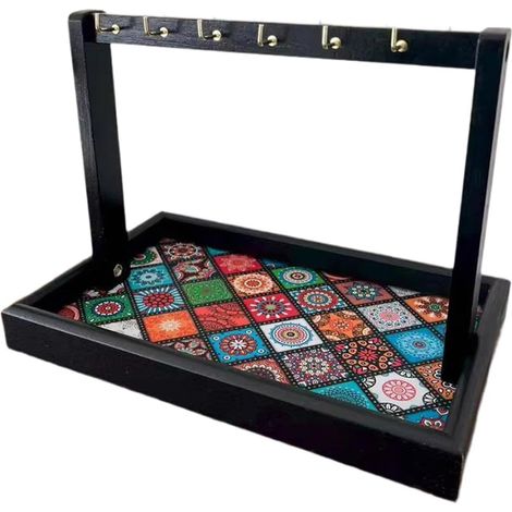 Porte-clés d'entrée en bois, plateau de rangement moderne pour bijoux, bracelets et bagues, décoration intérieure, bijouterie (1/5)