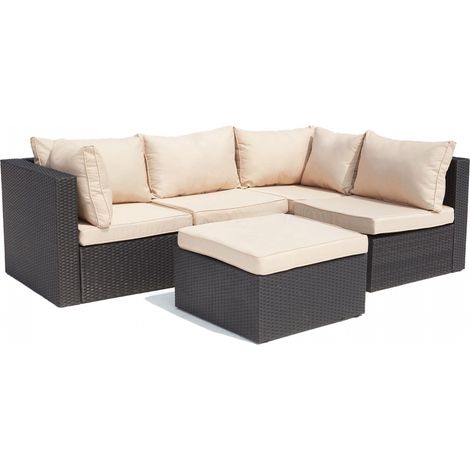 Salotto da giardino componibili 5 posti in resina intrecciata bianco MILANO