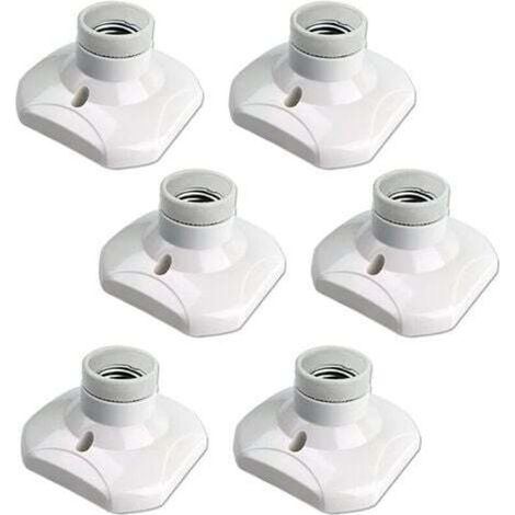 Douille Plafond E27 à Visser, Douille E27 Garage, AC 220-240V, Support Douille pour Ampoule LED, Base Plafonnier Culot E27, Base de Lampe Plastique Blanche pour Lampe au Mur, lot de 6 (1/5)