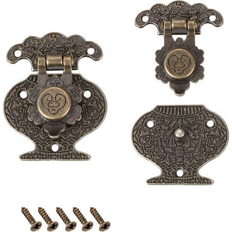 2 Set Holzkasten Rechteckig Verschluss Verriegelung Haspe Riegel 49 x 37mm DE de (1/3)