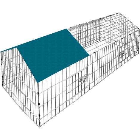 Metal Rabbit Enclosure 180x75 cm Removable Roof UV Cover Galvanized Steel Garden (1/5)