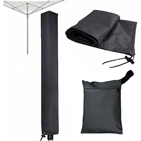 Housse Parasol, Housse de Protection Impermeable et Anti-UV pour Parasol de Jardin, Housse pour Parasol de Terrasse, 16  16  180cm Noir (1/5)
