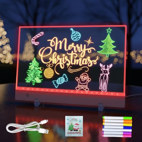 Tableau LED - 35 x 25 cm - Tableau d'écriture lumineux avec commande tactile - Pour bureau école maison café - 1 pièce (1/5)