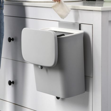 Compostiera da cucina da 2,4 galloni per uso su piano di lavoro o sotto il lavello, piccola compostiera sospesa con coperchio per armadio/bagno/camera da letto/ufficio/campeggio, secchio per compostag