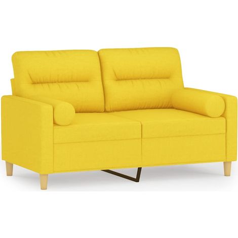 Maison Exclusive - Divano a 2 Posti con Cuscini Giallo Chiaro 120 cm in Tessuto