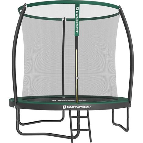 Songmics – Trampoline extérieur 244 cm avec échelle et filet de sécurité – Charge maximale 80 kg – Cadre en acier galvanisé – Tapis de saut résistant aux UV