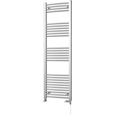Zennor - Chrome Dual Fuel Towel Rail H1600mm x W500mm Standard - Curved (1/3)