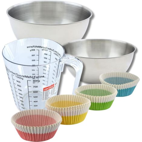 Set pâtisserie avec 100 moules à muffins papier 5 cm, 2 bols à mixer, verre mesureur et spatule Zenker (1/5)