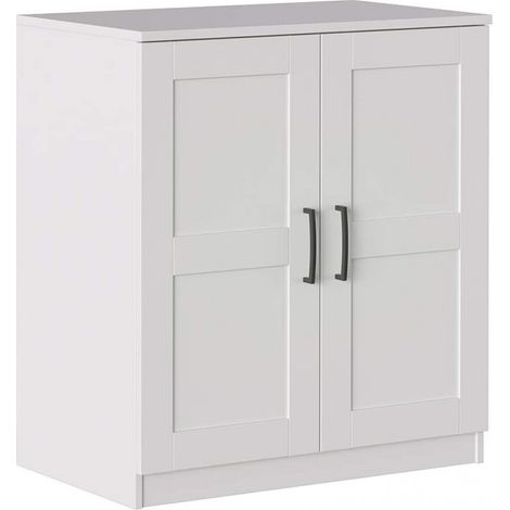 Abitare – Meuble vitrine 87 cm blanc mat – Structure panneaux composites – Dimensions L 80 x P 44,5 x H 87 cm – Design moderne et rangement pratique (1/5)