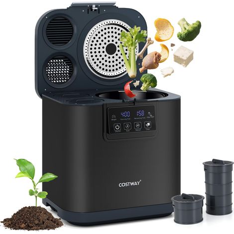 Composter elettrico intelligente da cucina da 4 litri, contenitore automatico per compost da banco con display a LED, autopulente, nero (1/5)