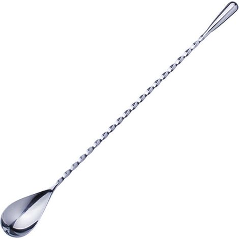 Cuillère à Cocktail en Acier Inoxydable Cuillère de Bar à Long Manche Cuillères à Mélanger Motif en Spirale Agitateurs à Cocktail Professionnelles 30cm 2 Pièces (Argent)