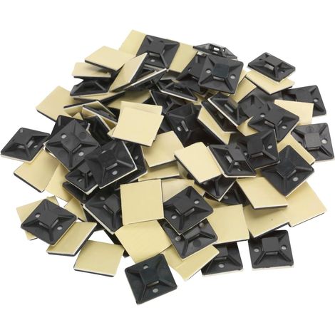 CTM3030B Lot de 100 Serre-câbles Auto-adhésifs Noir 30 x 30 mm