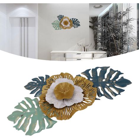 Moderne blaue Wanddekoration aus Metall mit Blumenmuster – Elegante florale Metallwandkunst für Wohnzimmer, Schlafzimmer und Esszimmer (1/5)