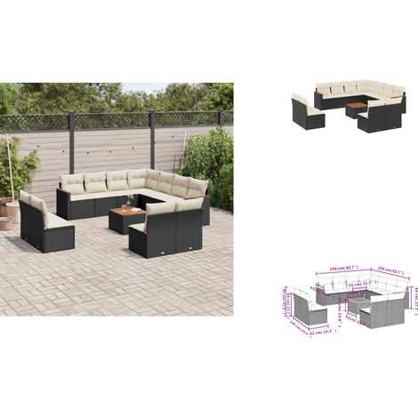 12-tlg. Garten-Sofagarnitur mit Kissen Schwarz Poly Rattan - Gartenmöbel Set - Esstisch - Lounge Möbel - Outdoor Sofa - Rattan Gartenmöbel (1/3)
