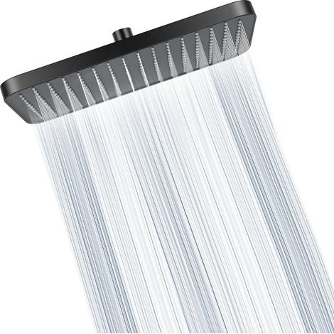 13 Zoll Regenduschkopf Matt Schwarz, Duschbrause mit Anti-Kalk-Düsen, drehbar (1/5)
