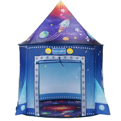 Kids Play Tent Rocket Playhouse Toddler Boys Tent Indoor Outdoor Spaceship Astronaut Pop-up Portable Space Sensory Toy Tent Costume Party Birthday Gift (1/5)