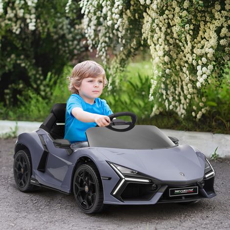 Macchina elettrica per bambini dai 3 ai 5 anni, guida fluida, telecomandata, con clacson, in plastica e metallo, grigia (1/5)