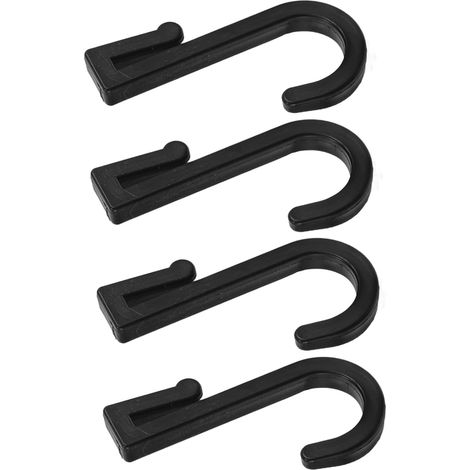 Este juego de 4 ganchos en J negros de 2 mm está fabricado en plástico resistente y es versátil, adecuado para su uso en ropa, baño y cocina. (1/4)