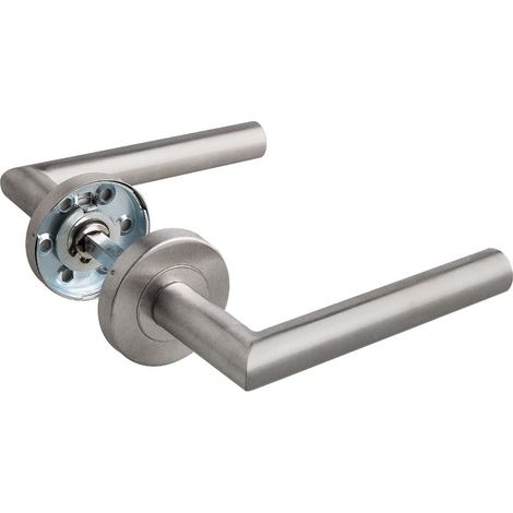 Gerader Griff mit Ø50mm Rosette aus Edelstahl mit matter Oberfläche (inkl. Beschläge) (1/4)