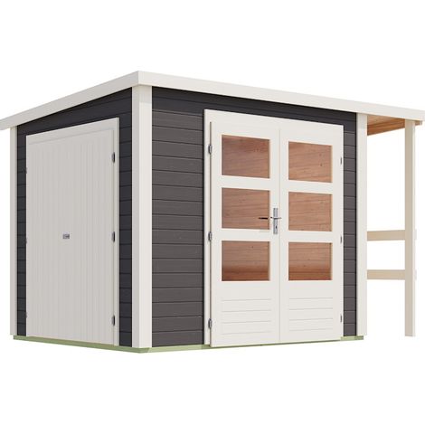 GH Multi Pultd. 244x204x230cm tgrau m.Schrank und Anbaudach