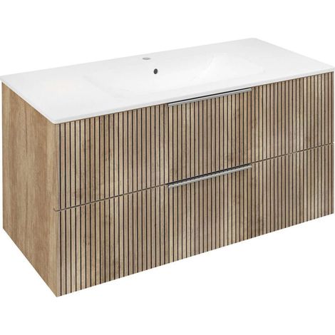 Sapho Cirasa - Mobiletto da lavabo 100x52x46 cm, 2 cassetti, rovere Alabama strip CR100-2322 (1/5)