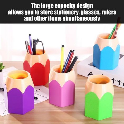 Porte-Crayon - Plastique Robuste - Pour Bureau et Maquillage - 5 Pièces - 8,5 x 6,5 x 10,5 cm (1/5)