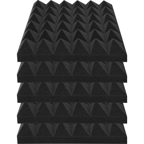 Mophorn Akustikschaumstoffplatten, 36er-Pack 12 x 12 x 2 Zoll, Pyramidenförmige schalldichte Wandpaneele, feuerfeste schallabsorbierende Platten für Studiowände und -decken, Schwarz