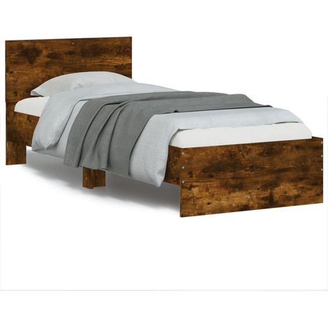 Maison Exclusive - Cadre de lit sans matelas avec tête de lit chêne fumé 75x190 cm (1/5)