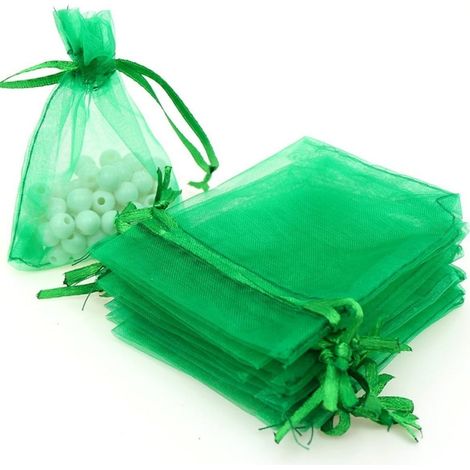 30 Organza-Geschenktüten (20 x 30 cm) mit Kordelzug, für Hochzeiten und Veranstaltungen, grüne Bonbontüten, festliche Verpackung