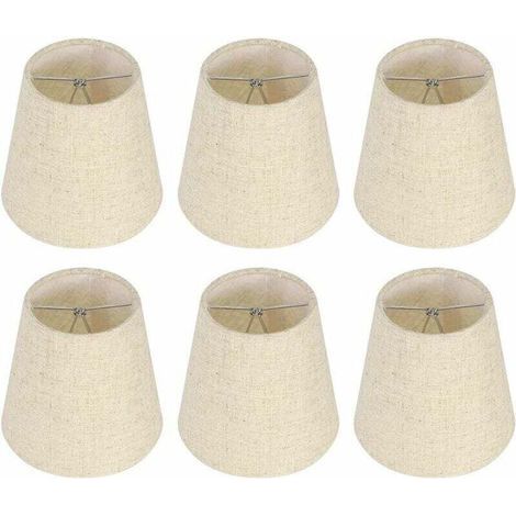 [JAMAIS UTILISÉ] Ensemble de 6 Petits Abat-Jour,Abat-Jour Baril en Toile de Jute Clip sur Ampoule,Abat-Jour de Lustre Nordique Beige 3,5 x 5,5 x 5,2 Pouces (1/4)