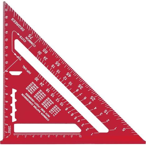 escuadra triangular de 7 pulgadas, aleación de aluminio, regla métrica de 90 grados, para carpintería. (1/5)