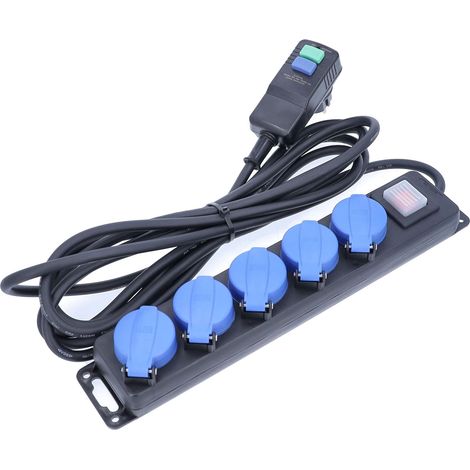 Rallonge multiprise 5 prises Extérieur IP44 Câble 5m H07RNF 3G1,5 (1/5)