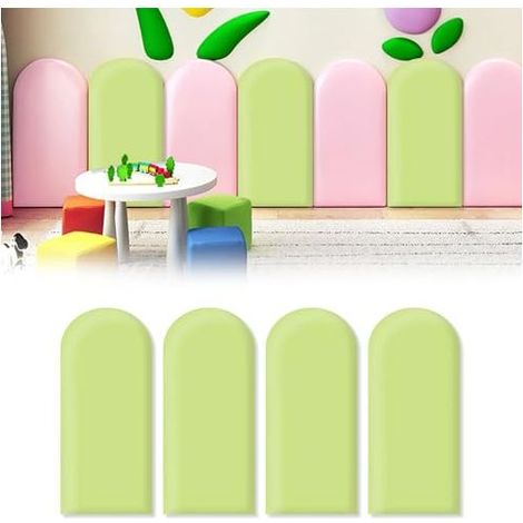 4PCS Revêtement mural pour chambre d'enfant, panneaux muraux 3D, panneaux muraux autocollants pour chambre d'enfant (vert, 2060cm) (1/5)