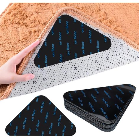 Grips pour Tapis, 8 Pièces Réutilisable et Lavable, Autocollants Antidérapants, Tapis Anti Glisse et Parquet Antidérapant, Adhésif Puissant (1/5)