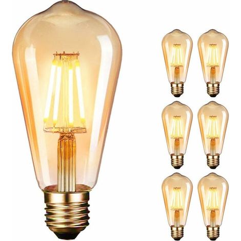 YMYNY Ampoule LED Edison, Lampe Edison Vintage 4W 400LM 2600-2700K Angle de faisceau à 360° E27 ST64 Lampe Décorative Ampoules à incandescence Rétro Ampoule Edison 6 Pack (1/4)