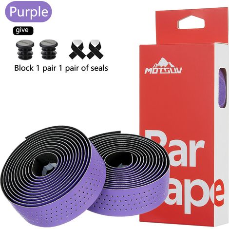 Violet Sangles de guidon, sangles pour guidon de course, sangles antidérapantes pour vélo, sangles de guidon perforées, équipement de cyclisme résistant à l'usure et antidérapant (1/5)