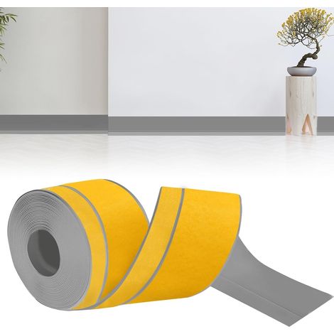 Plinthe Souple Autoadhésive, 80mm x 20mm x 12m Plinthe Adhesive PVC Imperméable, Résistant à L'huile, à L'épreuve de la Moisissure pour la Cuisine et la Salle de Bain (Gris) (1/5)