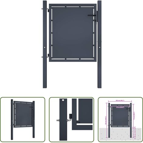vidaXL Gartenzaun - Gartentor aus Stahl 100 x 75 cm Anthrazit (1/5)