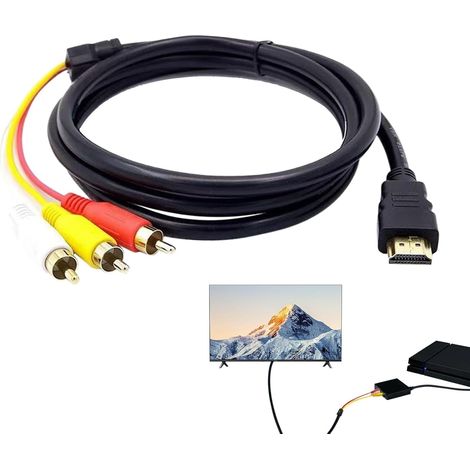 Câble HDMI vers RCA adaptateur audio/vidéo pour téléviseur, HDTV, lecteur DVD, 1,5 m (1/5)