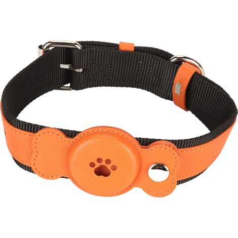 Verstellbares Hundehalsband aus wasserdichtem, leichtem, strapazierfähigem, komfortablem und stylischem orangefarbenem Leder für Hunde und Katzen (1/5)