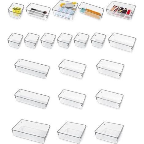 Organisateur de Tiroir 16 Pièces, Rangement Ajustable pour Maquillage, Bureau, Cuisine et Salle de Bain (1/5)