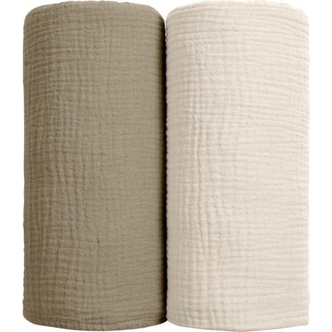 Bébé Couvertures d'Emmaillotage - Couverture d'emmaillotement en Coton Couverture de réception Douce pour bébé Neutre 2Pack (Olivie) (1/4)