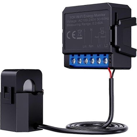 Compteur d'énergie intelligent WiFi Tuya, compteur de production et de consommation d'énergie (kWh) à pince, surveillance bidirectionnelle, application et contrôle à distance (1/4)