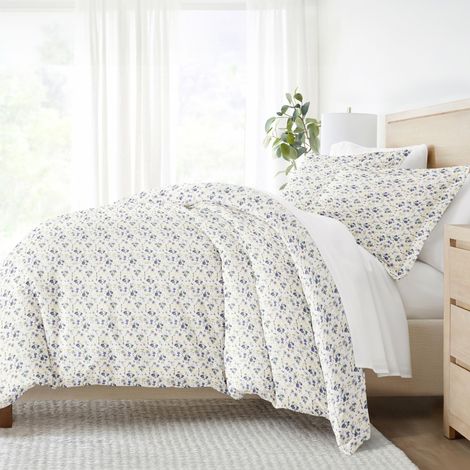 Housse de couette pour lit simple (bleu clair) : confort avec une douceur, des imprimés et des couleurs unies pour une chambre – Parure de (1/5)