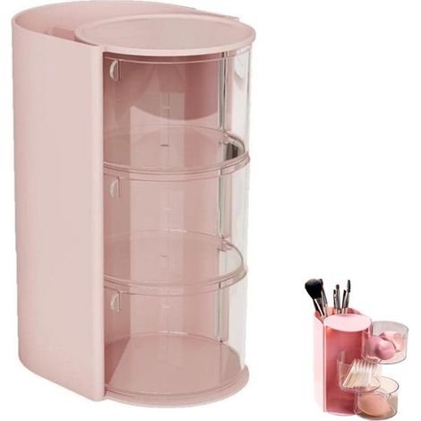 Organizador de accesorios para el cabello, 1 pieza, con 3 niveles, para collares, pendientes, pulseras, anillos, brochas de maquillaje, rosa (1/5)