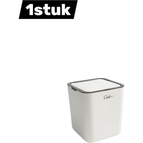 Mini poubelle carrée compacte avec couvercle pour bureau chambre salle de bain et salon 1 pièce couleur blanche (1/5)