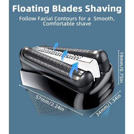 Tête de rasoir - - 32B - Compatible Braun Série 3 - 3 pièces - Rasage humide et sec (1/5)